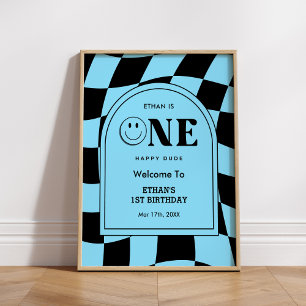 One Happy Typ Face Boy 1. Geburtstag Herzlich Will Poster