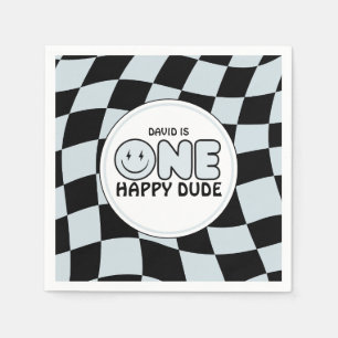 One Happy Typ Groovy Happy Face Boy Birthday Serviette