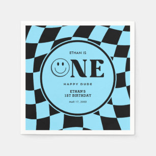 One Happy Typ Happy Face Blue Boy 1. Geburtstag Serviette