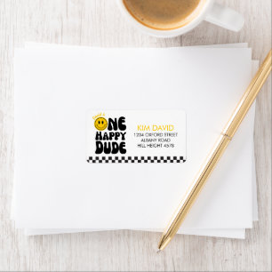 One Happy Typ Happy Face Boy 1. Geburtstag Adressaufkleber