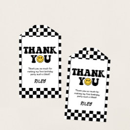 One Happy Typ Lächeln 1. Geburtstag Danke Tags Geschenkanhänger