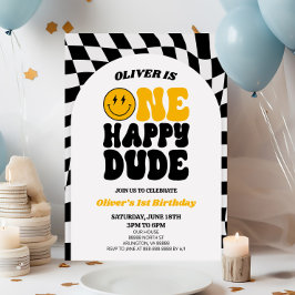 One Happy Typ Retro Arch Erster 1. Geburtstag Part Einladung