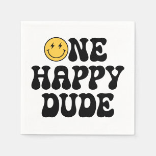 One Happy Typ Retro Happy Face 1. Geburtstag Serviette