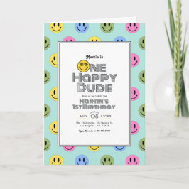 "One Happy Typ" Retro Lächeln 1. Geburtstag Party Einladung