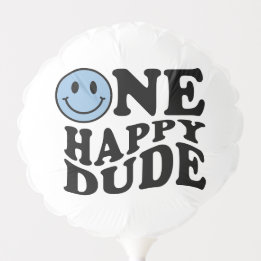 One Happy Typ Schachbrett Blue Happy Smile Geburts Ballon