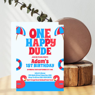 One Happy Typ Tropical Summer 1. Geburtstag Einladung