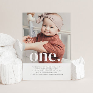 One Heart Foto Erster Geburtstag Einladung