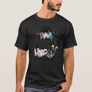 One Hoppy School Nurse Messy Bun Funny Bunny Nurse T-Shirt