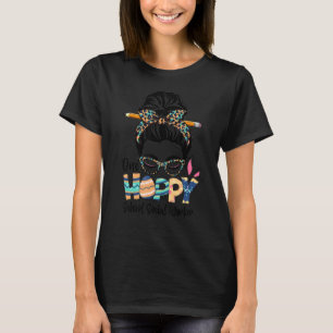 One Hoppy School Social Worker Messy Bun Teacher E T-Shirt