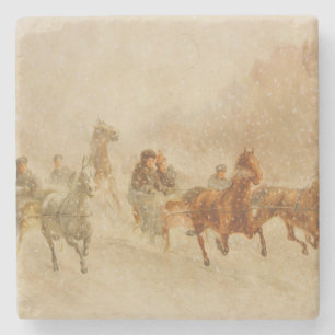 One Horse Open Sleigh Race Christmas Steinuntersetzer