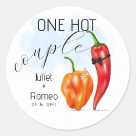 One Hot Couple Hot Pepper Wedding Runder Aufkleber