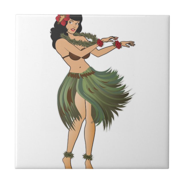One Hula Girl Dancing Fliese (Vorderseite)
