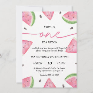 One In A Melon 1. Geburtstag Wassermelone Einladung