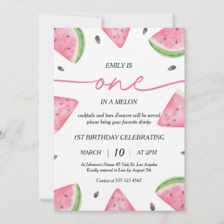 One In A Melon 1. Geburtstag Wassermelone Einladung
