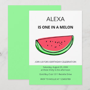 One in a Melon 1. Geburtstag Wassermelone Geburtst Einladung