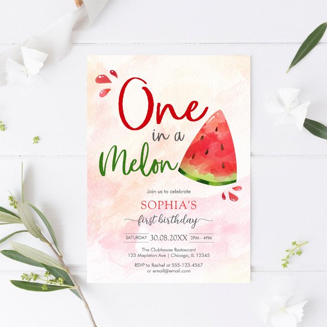 One In A Melon 1st Birthday Invitation Einladung (Von Creator hochgeladen)