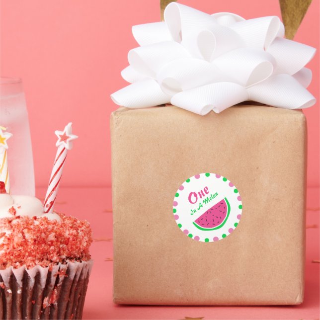 One In A Melon 1st Birthday Runder Aufkleber (Party)