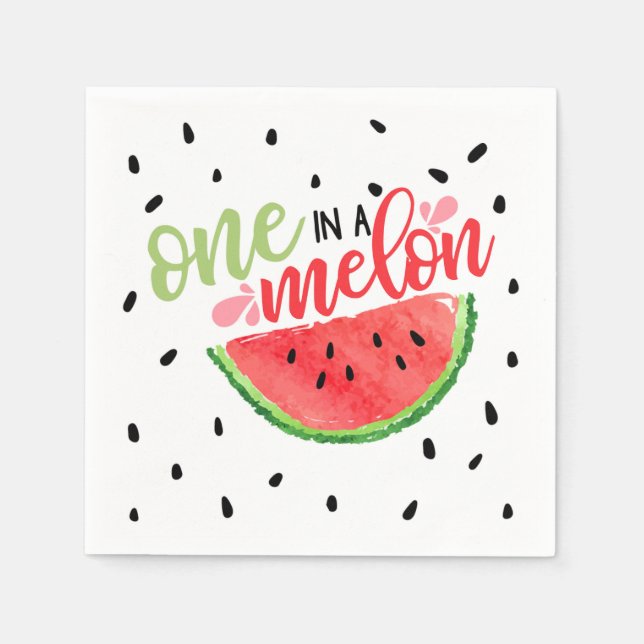 One In a Melon Birthday Napkin - Red Serviette (Vorderseite)
