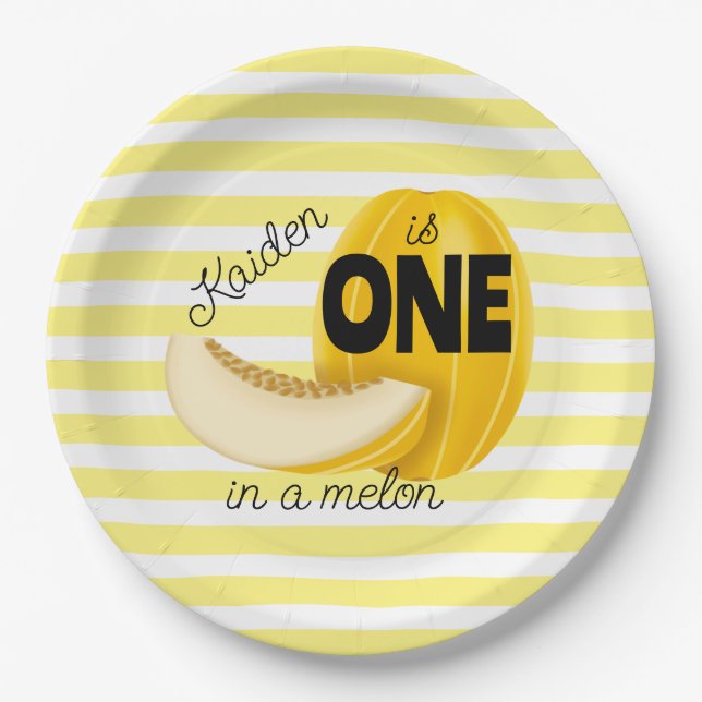 One in a Melon First 1st Birthday Party Pappteller (Vorderseite)