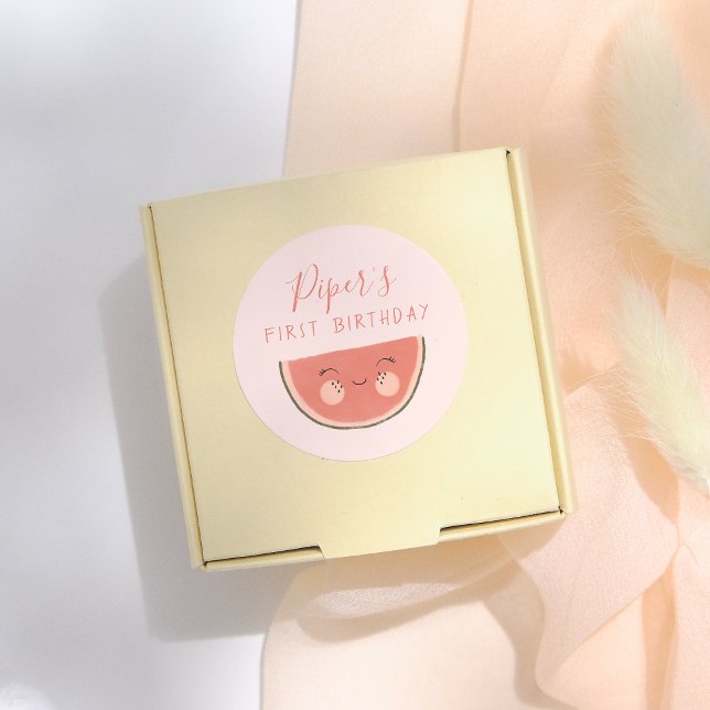 One In A Melon First Birthday Party  Runder Aufkleber (Von Creator hochgeladen)