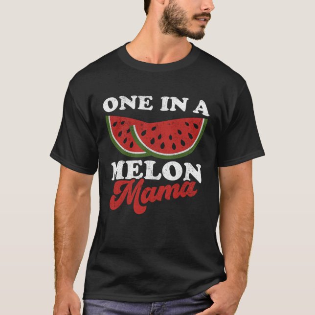 One In A Melon Mama  Watermelon Summer Retro Cute  T-Shirt (Vorderseite)