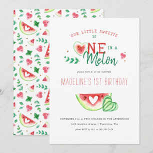 One In A Melon Wassermelone Erster Geburtstag Einladung