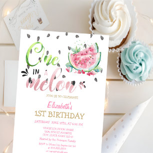 One In A Melon Wassermelonen Rosa 1. Geburtstag Einladung