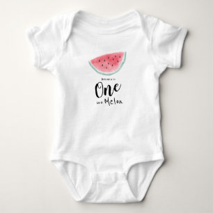 One in a Melon Watercolor Wassermelone Baby Strampler