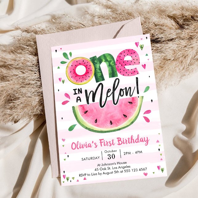 One In A Melon Watermelon 1st Birthday Invitation Einladung (Von Creator hochgeladen)