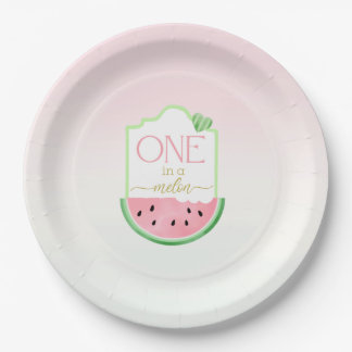 One in a Melon Watermelon Birthday Paper Plate  Pappteller