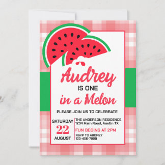 One In a Melon Watermelon Brithday Einladung