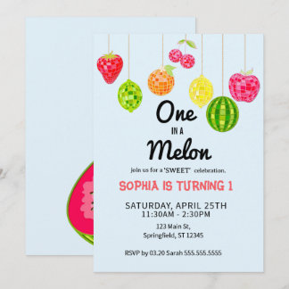 One in a Watermelon! 1st Birthday Party Einladung