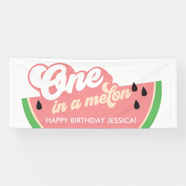 One in the Melon First Birthday Banner (Horizontal)