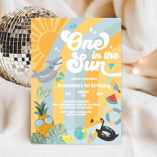 One In The Sun Summer Rainbow Sun 1st Birthday Einladung