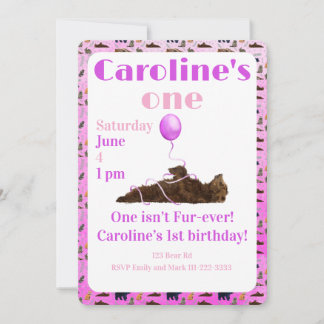 One isn’t fur-ever 1st Birthday Invitation Einladung