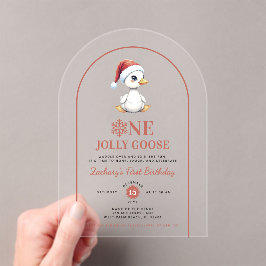 One Jolly Goose Modern Christmas First Birthday Acryleinladungen