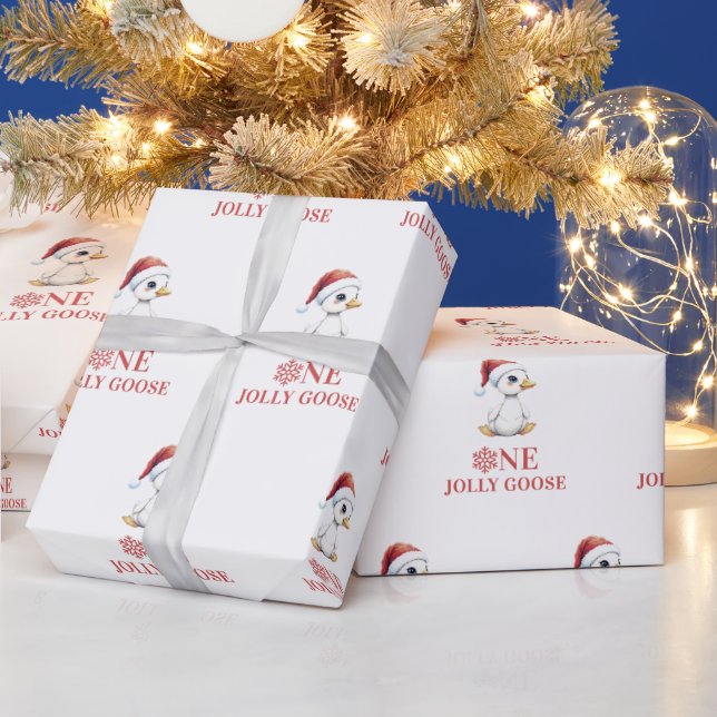 One Jolly Goose Modern December First Birthday Geschenkpapier (Feiertage)