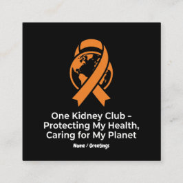 One Kidney Club Gesundheitsvertretung & Planetbewu Quadratische Visitenkarte