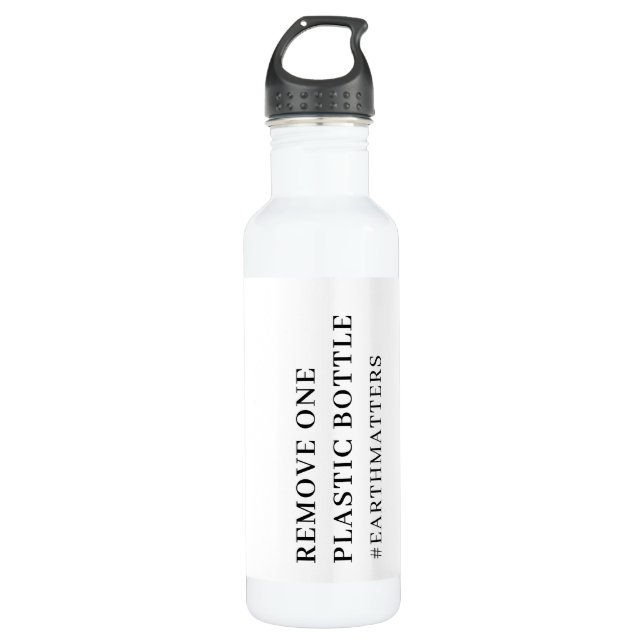One Less Plastic Save The Planet Eco Modern Design Edelstahlflasche (Vorderseite)