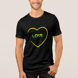 One Liebe One Heart Jamaican Fahne Farben vorne hi Tri-Blend Shirt