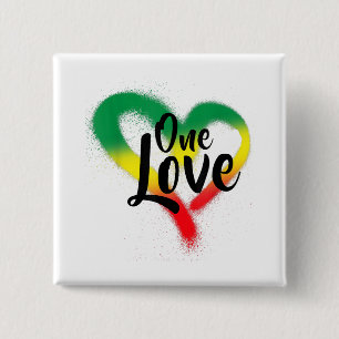 One Liebe One Heart Reggae Vibes Button