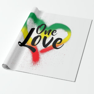 One Liebe One Heart Reggae Vibes Geschenkpapier