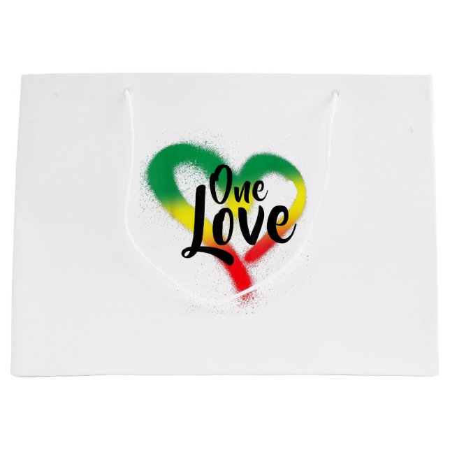 One Liebe One Heart Reggae Vibes Große Geschenktüte (Vorderseite)