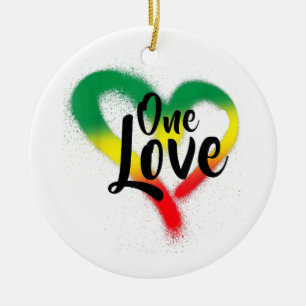 One Liebe One Heart Reggae Vibes Keramik Ornament