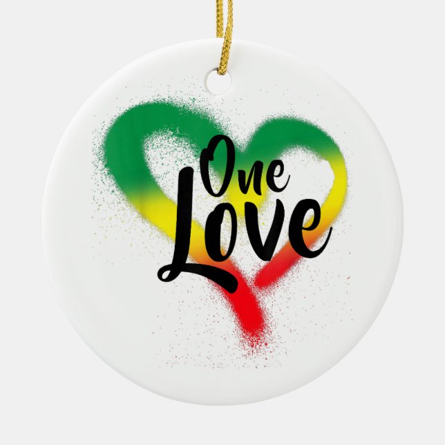One Liebe One Heart Reggae Vibes Keramik Ornament (Vorne)