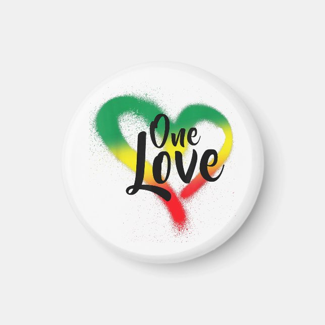 One Liebe One Heart Reggae Vibes Magnet (Vorne)