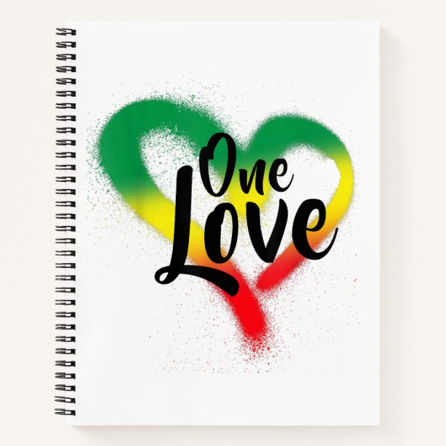One Liebe One Heart Reggae Vibes Notizbuch (Vorderseite)