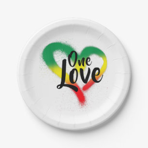 One Liebe One Heart Reggae Vibes Pappteller