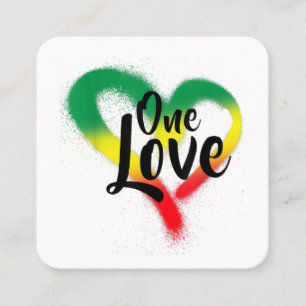 One Liebe One Heart Reggae Vibes Quadratische Visitenkarte