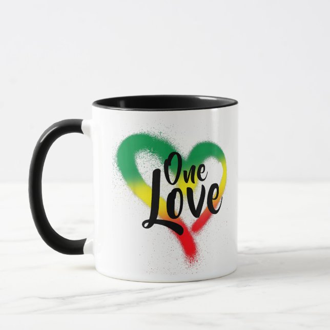 One Liebe One Heart Reggae Vibes Tasse (Links)